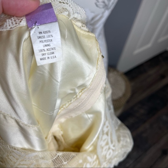 Vintage 50s 60s Wedding Dress Lace High Neck Ivory Zip Back Small Honey Fashion - Picture 5 of 6